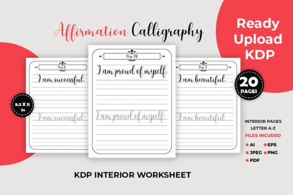 20 Pages Affirmation Calligraphy: A Purposeful Hand Lettering Workbook