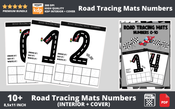 Road Tracing Mats Numbers 0-20: Versatile Design Assets