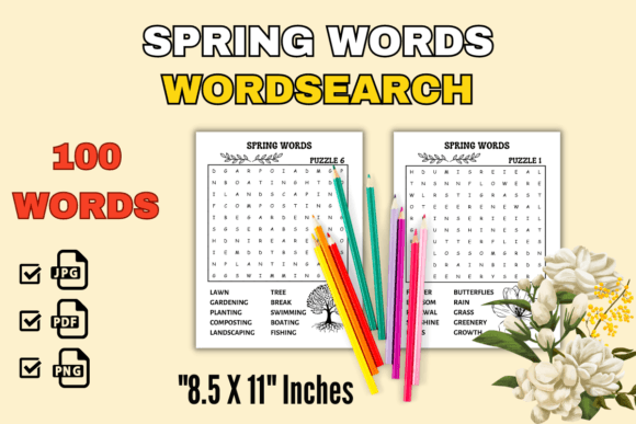 Spring Wordsearch: Brain Games with 100 Spring Words
